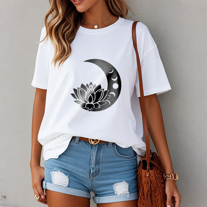 Buddha Stones三日月 蓮の花 太陽 Tシャツ - image 3