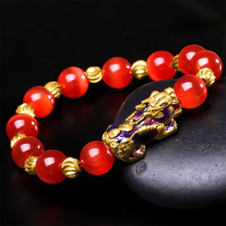 Buddha Stonesキャットアイカラーチェンジ貔貅サポートブレスレット