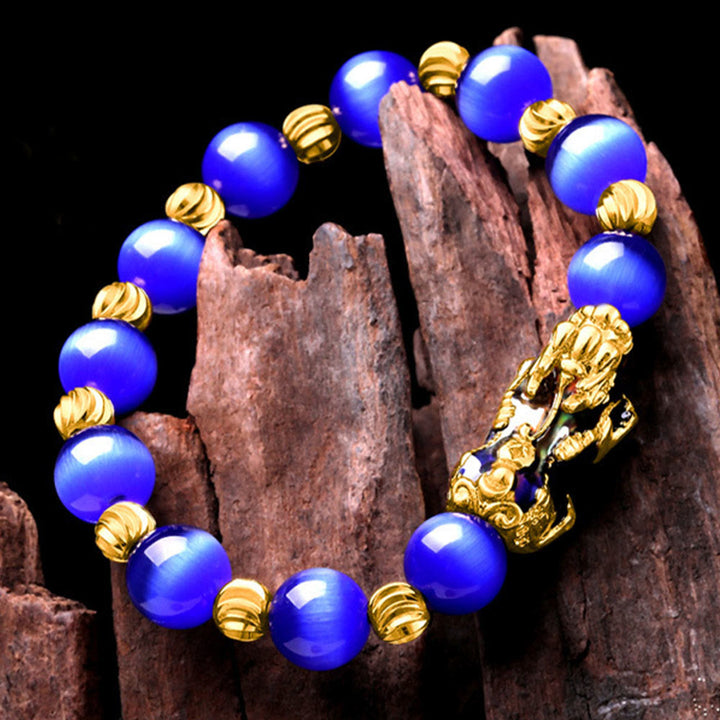 Buddha Stonesキャットアイカラーチェンジ貔貅サポートブレスレット