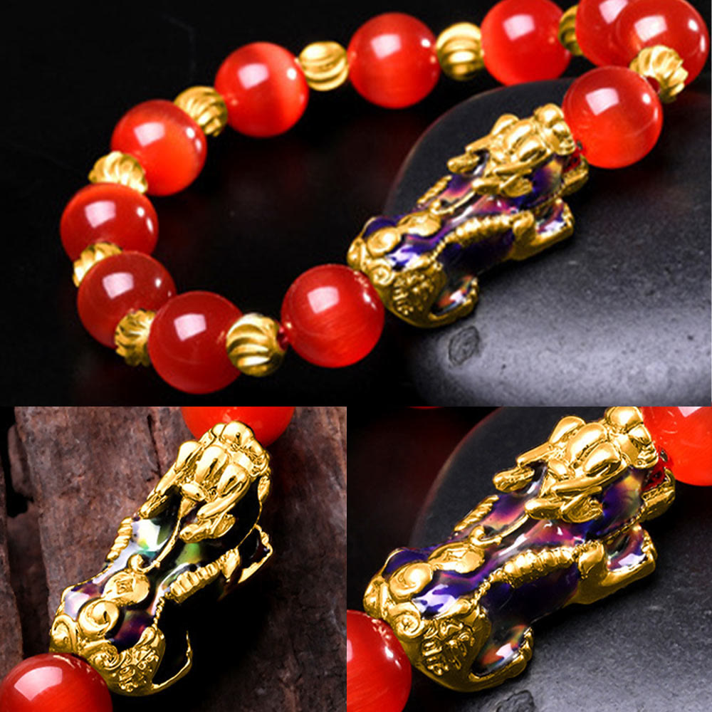 Buddha Stonesキャットアイカラーチェンジ貔貅サポートブレスレット