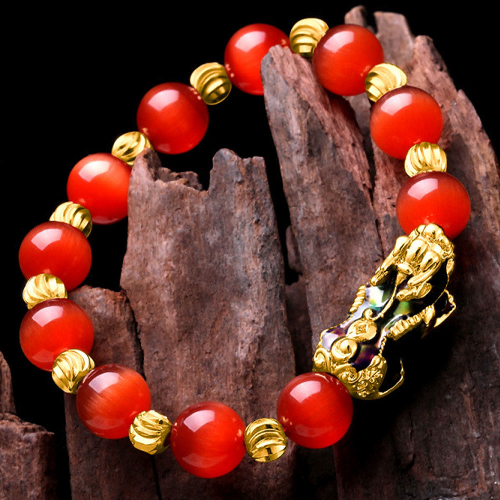 Buddha Stonesキャットアイカラーチェンジ貔貅サポートブレスレット