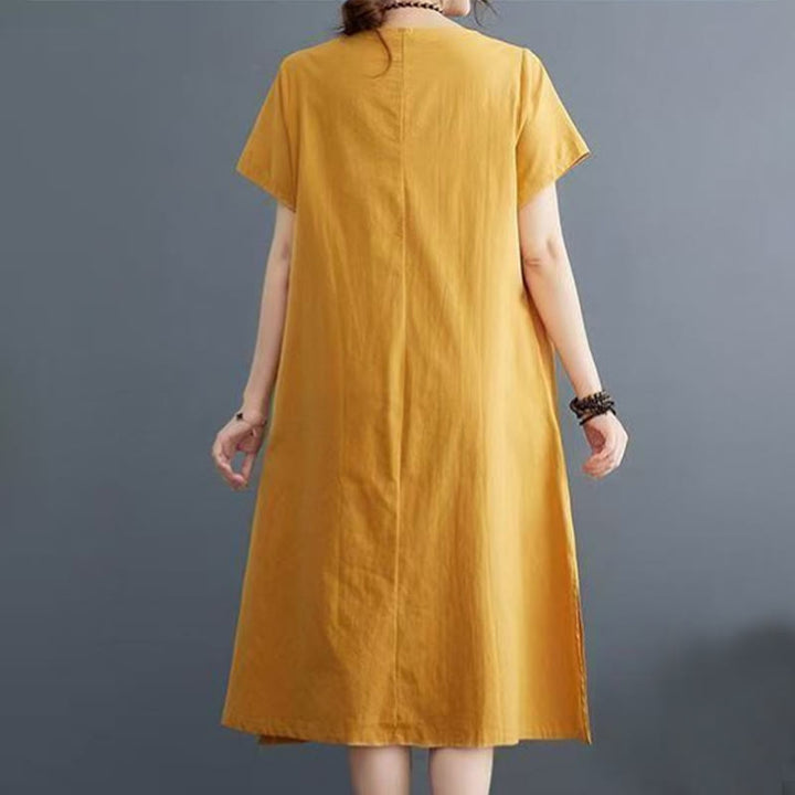 Buddha Stonesの夏プリント フェニックス柄 半袖 コットンリネン ミディドレス - image 10