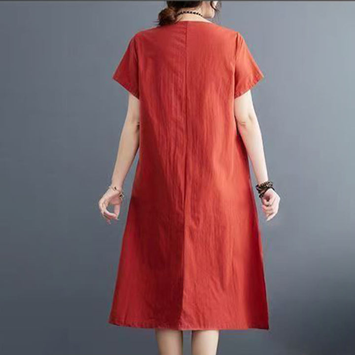 Buddha Stonesの夏プリント フェニックス柄 半袖 コットンリネン ミディドレス - image 2