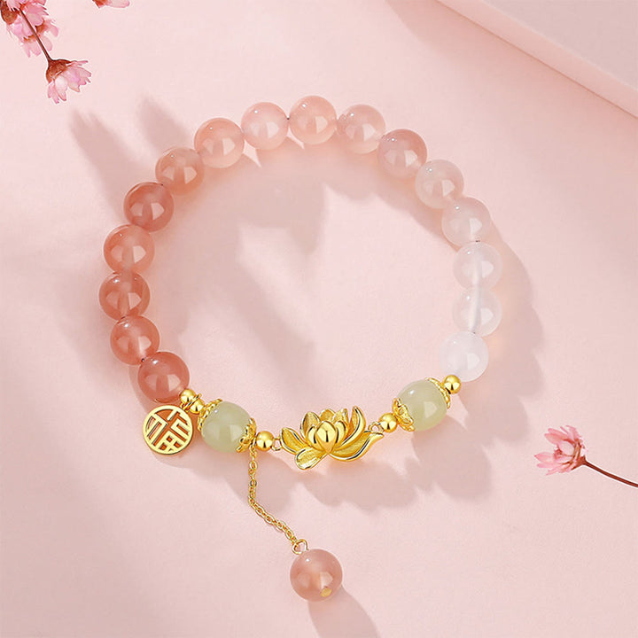 Buddha Stones925 スターリングシルバー 天然グラデーション瑪瑙 和田翡翠 蓮福 キャラクター 悟りのブレスレット