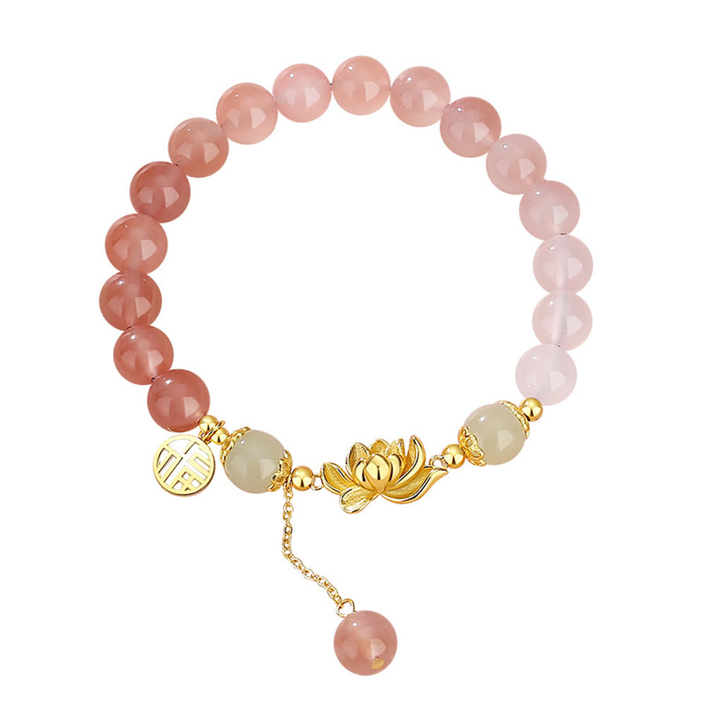 Buddha Stones925 スターリングシルバー 天然グラデーション瑪瑙 和田翡翠 蓮福 キャラクター 悟りのブレスレット