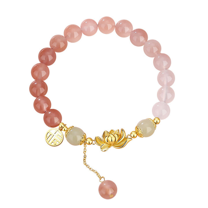 Buddha Stones925 スターリングシルバー 天然グラデーション瑪瑙 和田翡翠 蓮福 キャラクター 悟りのブレスレット