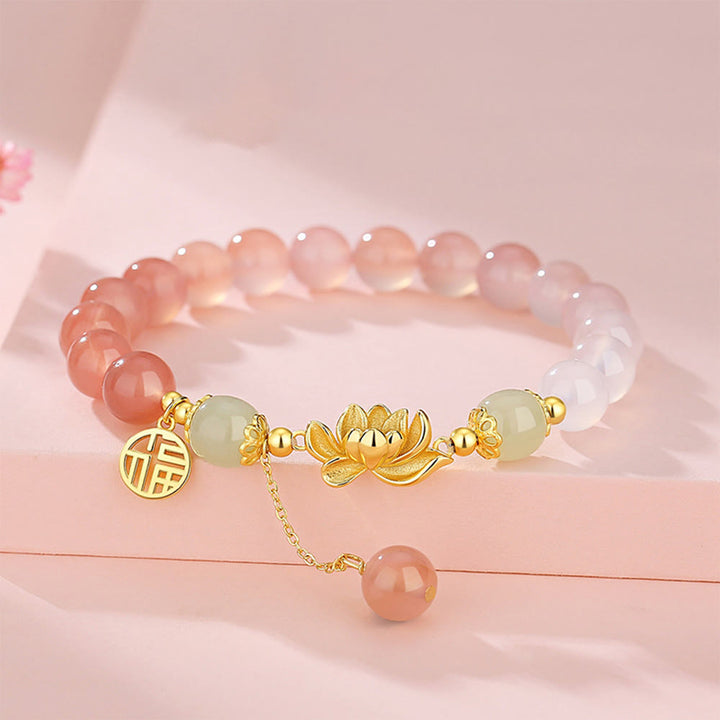 Buddha Stones925 スターリングシルバー 天然グラデーション瑪瑙 和田翡翠 蓮福 キャラクター 悟りのブレスレット