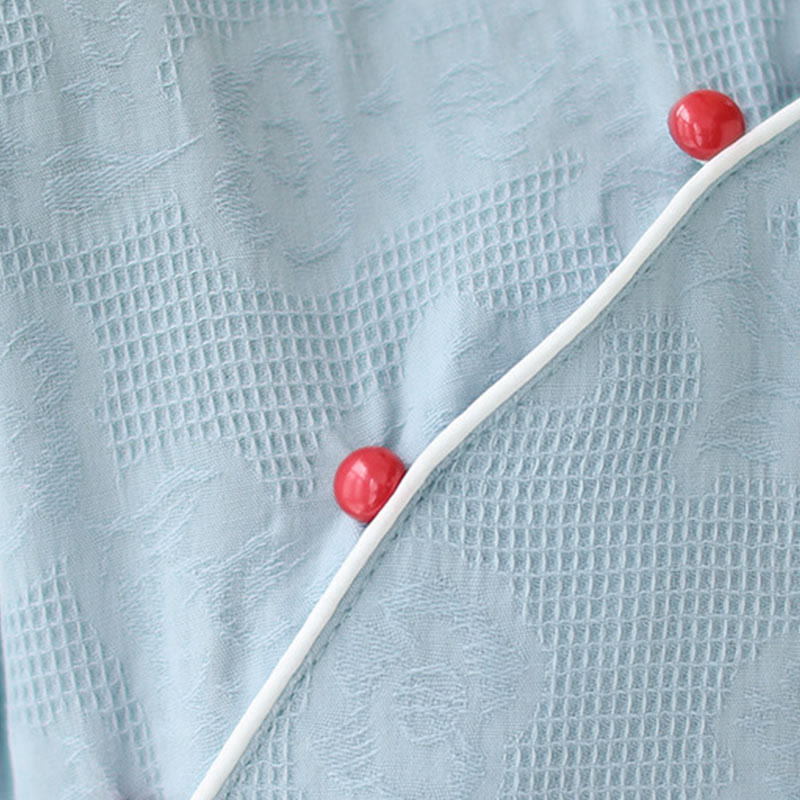 Buddha Stonesジャカード無地コットンリネン半袖チャイナドレス（ポケット付き） - image 8