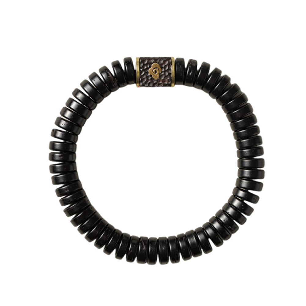 Buddha Stonesチベットココナッツシェル 吉兆雲 ポジティブブレスレット