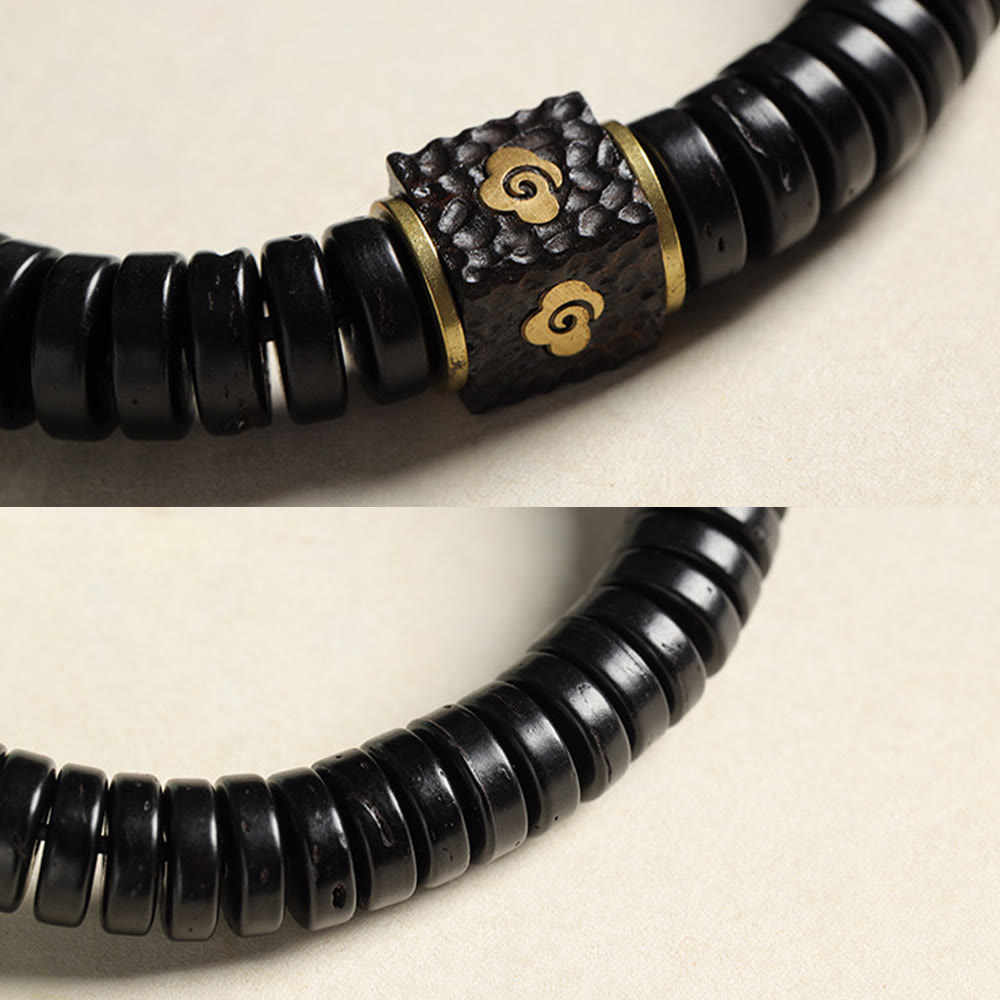Buddha Stonesチベットココナッツシェル 吉兆雲 ポジティブブレスレット
