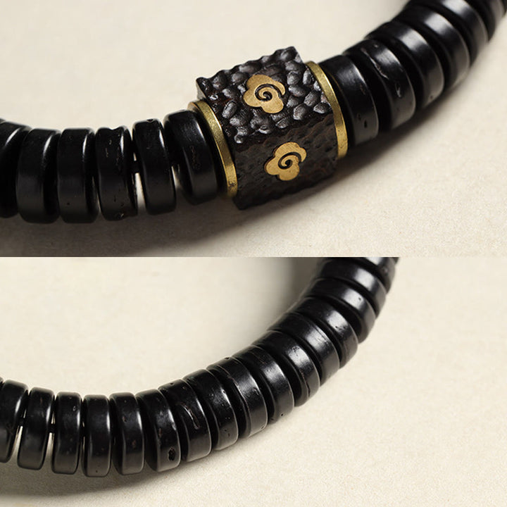 Buddha Stonesチベットココナッツシェル 吉兆雲 ポジティブブレスレット