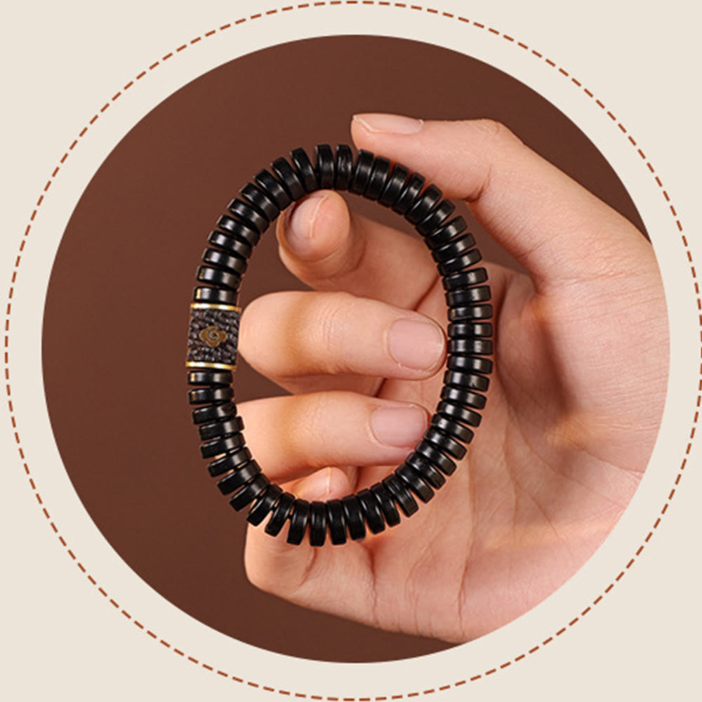 Buddha Stonesチベットココナッツシェル 吉兆雲 ポジティブブレスレット