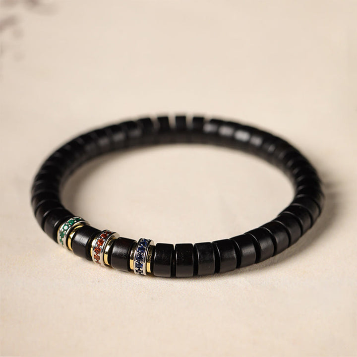 Buddha Stones、黒檀、小葉、赤檀、ジルコン、平和ブレスレット