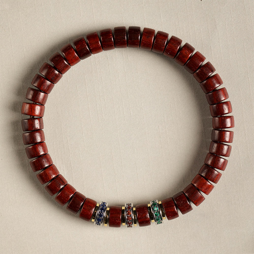 Buddha Stones、黒檀、小葉、赤檀、ジルコン、平和ブレスレット