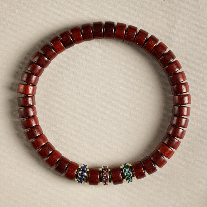 Buddha Stones、黒檀、小葉、赤檀、ジルコン、平和ブレスレット