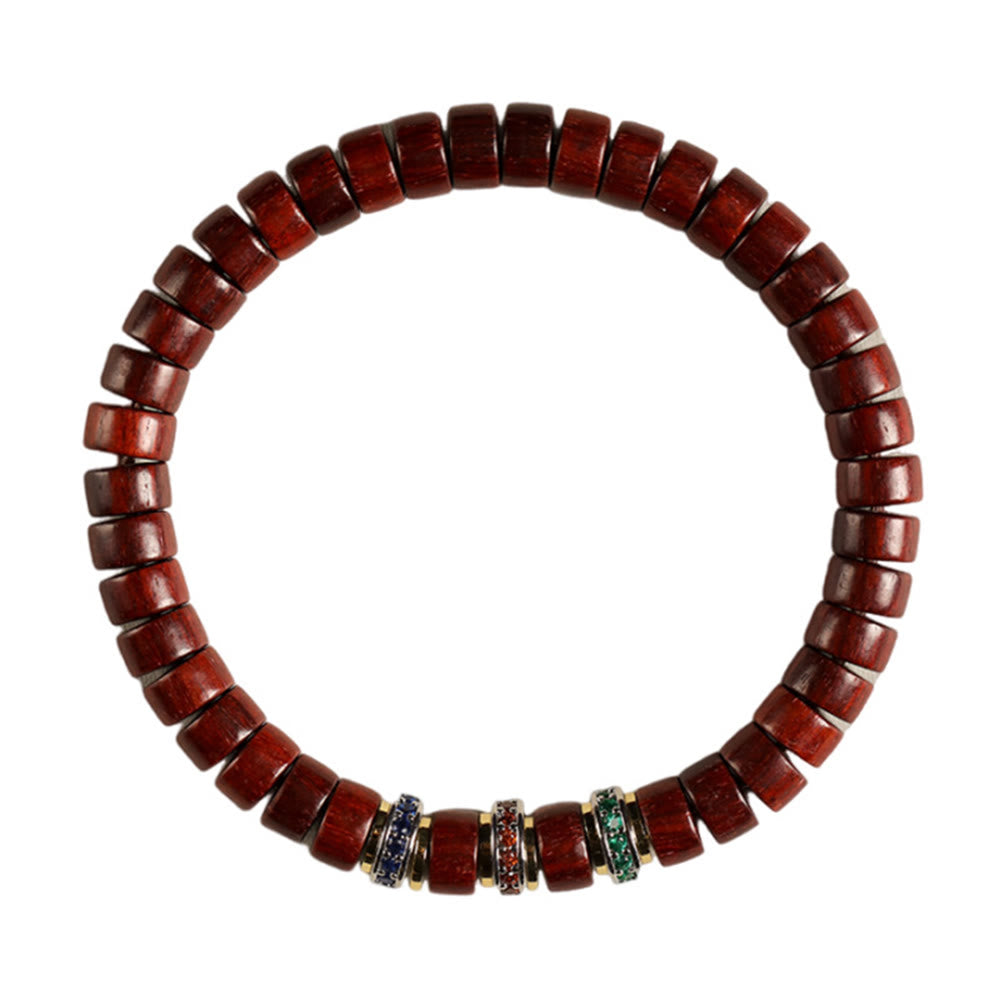 Buddha Stones、黒檀、小葉、赤檀、ジルコン、平和ブレスレット