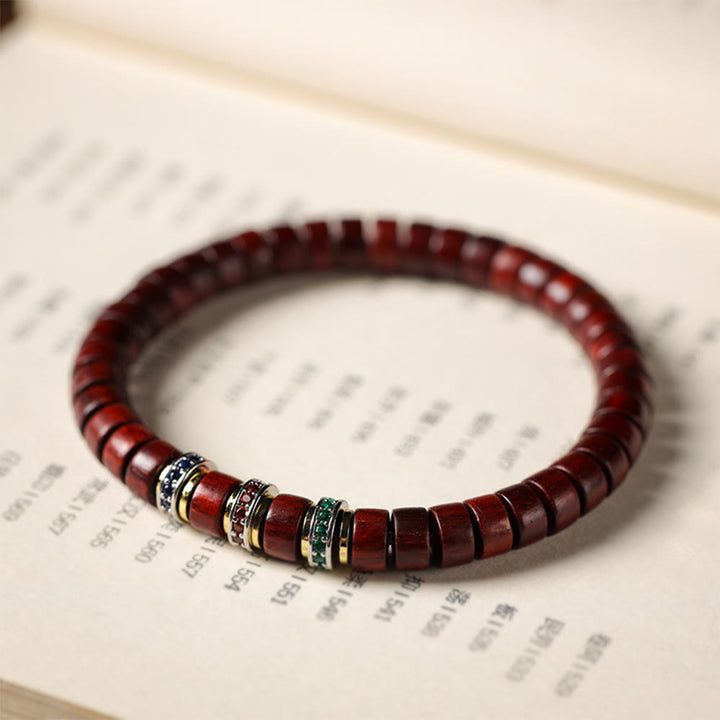Buddha Stones、黒檀、小葉、赤檀、ジルコン、平和ブレスレット