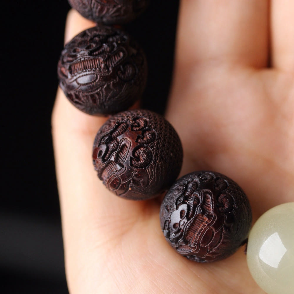 Buddha Stonesチベットローズウッド彫刻貔貅温もりブレスレット - image 7