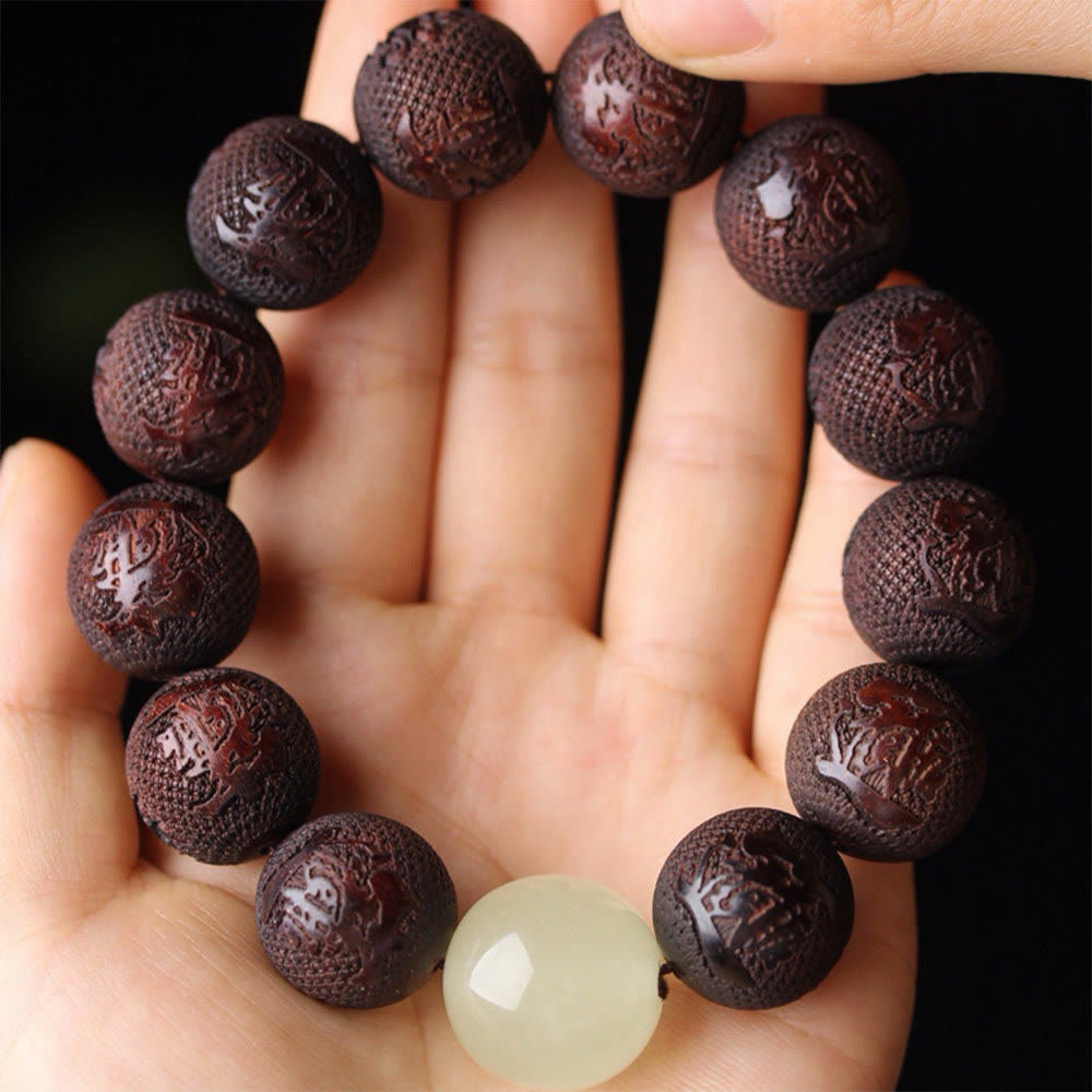 Buddha Stonesチベットローズウッド彫刻貔貅温もりブレスレット - image 9