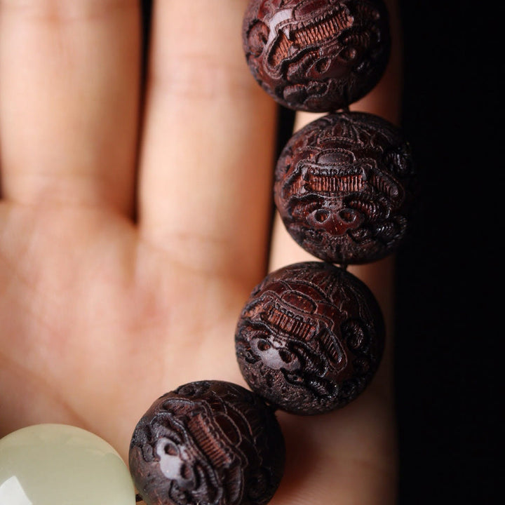 Buddha Stonesチベットローズウッド彫刻貔貅温もりブレスレット - image 8