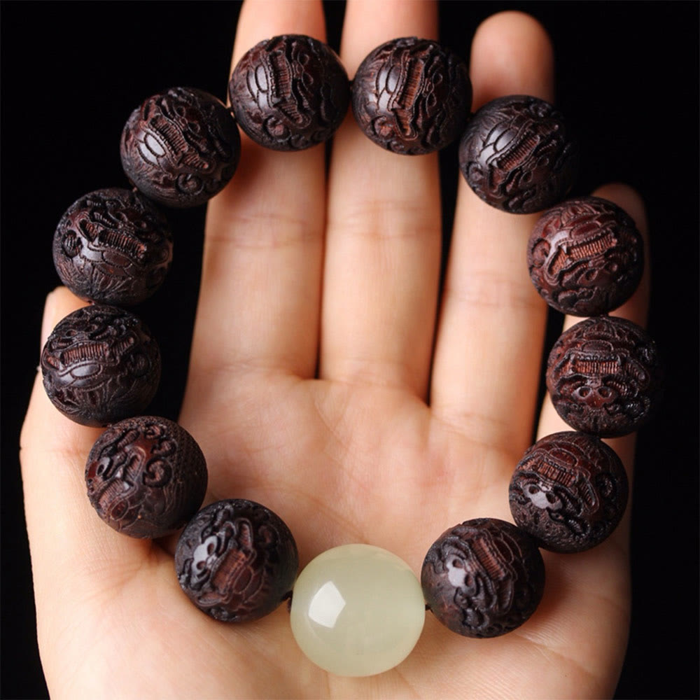 Buddha Stonesチベットローズウッド彫刻貔貅温もりブレスレット - image 2