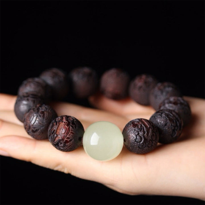 Buddha Stonesチベットローズウッド彫刻貔貅温もりブレスレット - image 1