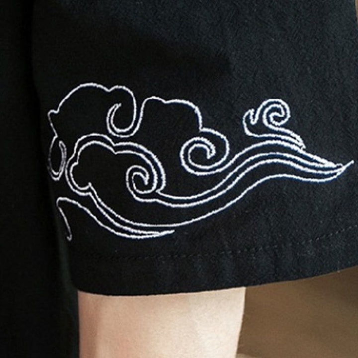 Buddha Stones刺繍入りオープンフロントジャケット コットンリネン メンズ 七分袖着物 - image 16