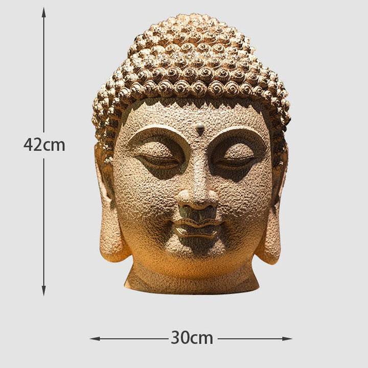 Buddha Stones目を閉じて瞑想する仏頭 樹脂像 禅 ホームデコレーション 42*30*30cm