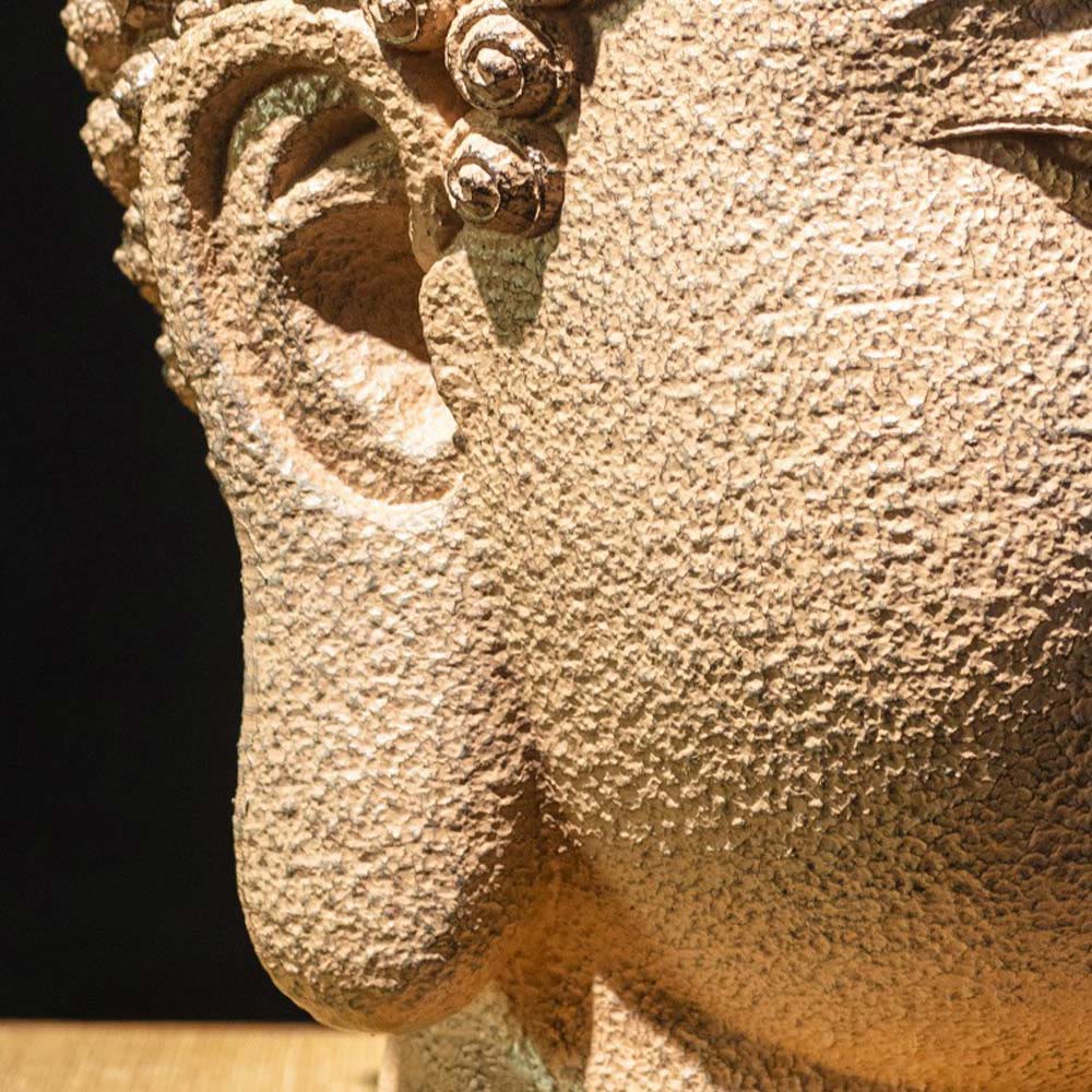 Buddha Stones目を閉じて瞑想する仏頭 樹脂像 禅 ホームデコレーション 42*30*30cm