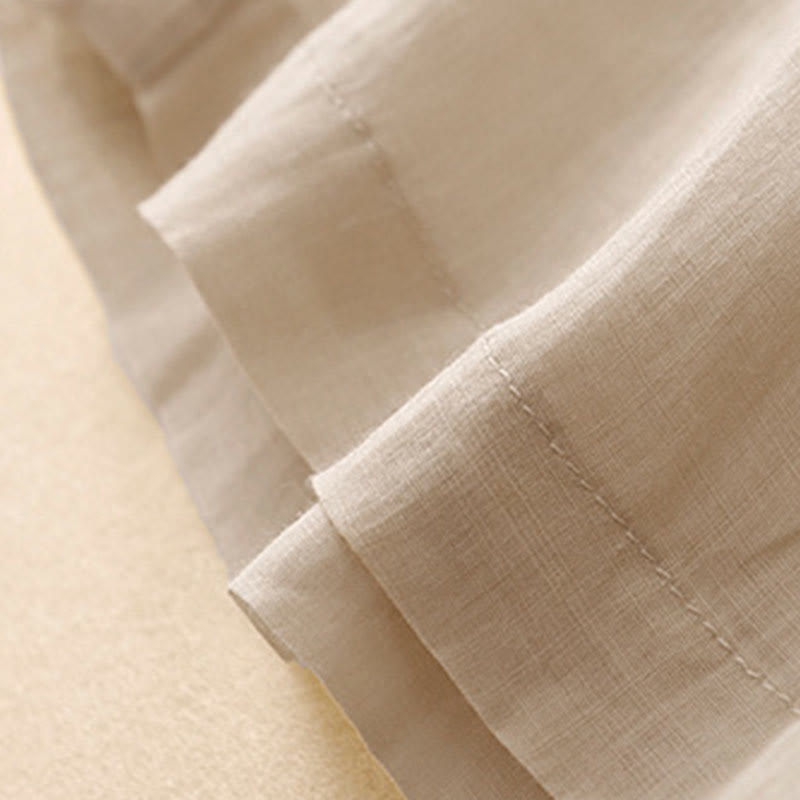 Buddha Stonesの幾何学模様刺繍入り伸縮性ウエストレディースコットンリネンワイドレッグパンツ（ポケット付き） - image 18