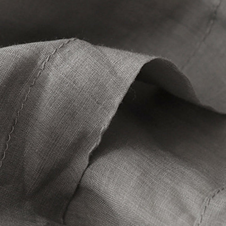 Buddha Stonesの幾何学模様刺繍入り伸縮性ウエストレディースコットンリネンワイドレッグパンツ（ポケット付き） - image 9