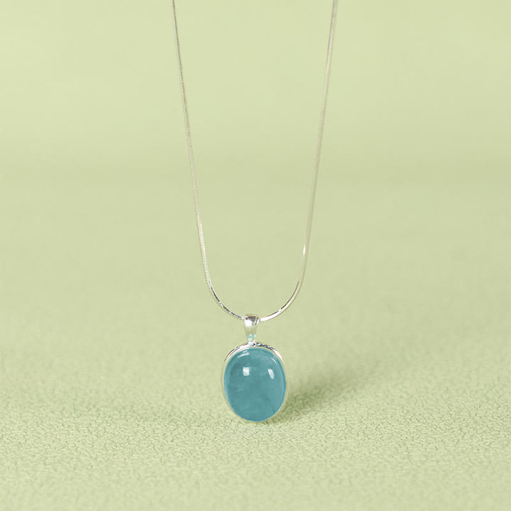 Buddha Stones925スターリングシルバー アクアマリンヒーリング鎖骨チェーンネックレスペンダント