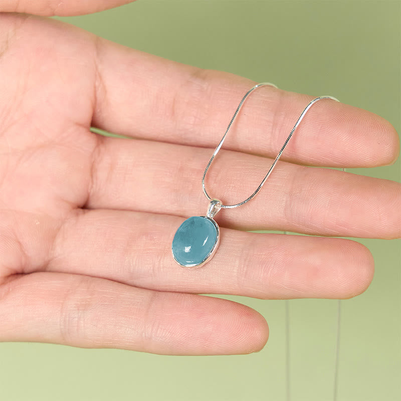 Buddha Stones925スターリングシルバー アクアマリンヒーリング鎖骨チェーンネックレスペンダント