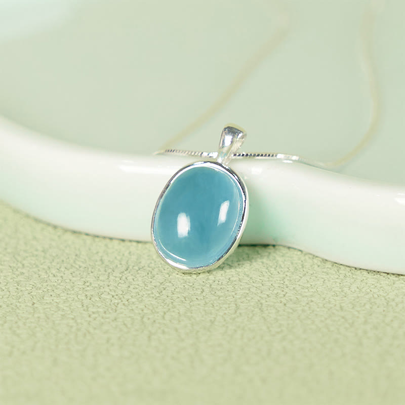 Buddha Stones925スターリングシルバー アクアマリンヒーリング鎖骨チェーンネックレスペンダント