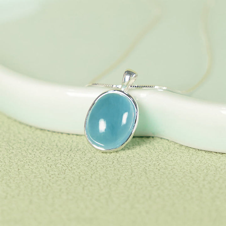 Buddha Stones925スターリングシルバー アクアマリンヒーリング鎖骨チェーンネックレスペンダント