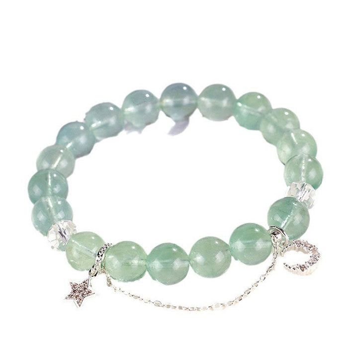 Buddha Stonesグリーンフローライトビーズ 月 星 平和ブレスレット