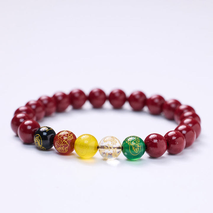 Buddha Stones辰砂 瑪瑙 五方位 富の神 祝福 ブレスレット