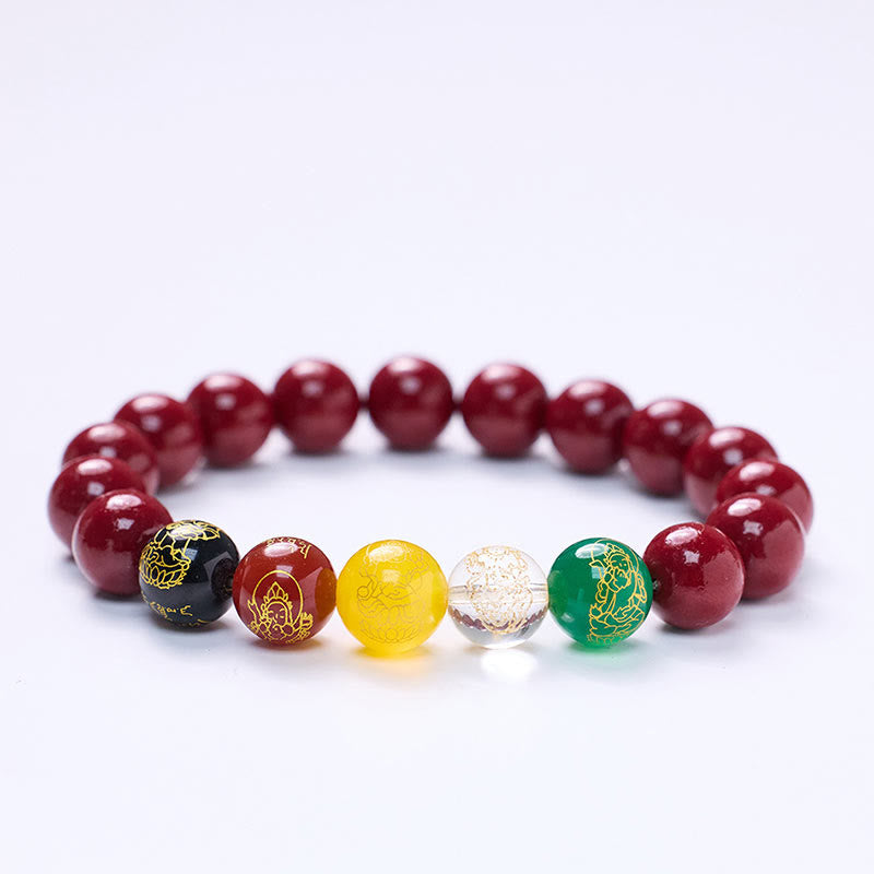 Buddha Stones辰砂 瑪瑙 五方位 富の神 祝福 ブレスレット