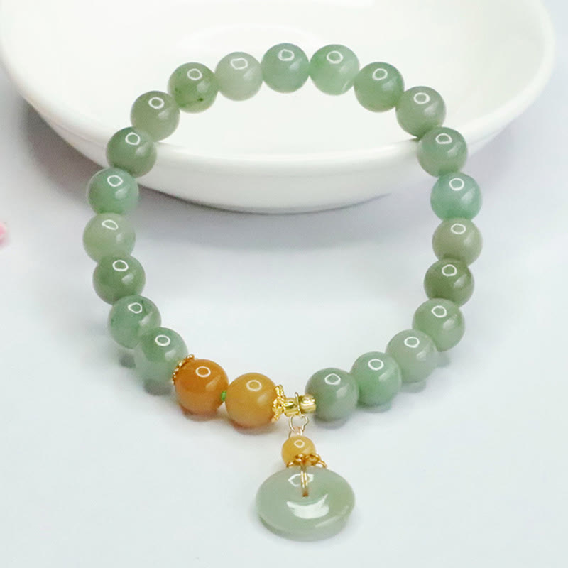 Buddha Stones翡翠ビーズ 平和バックル 繁栄と豊穣のブレスレット