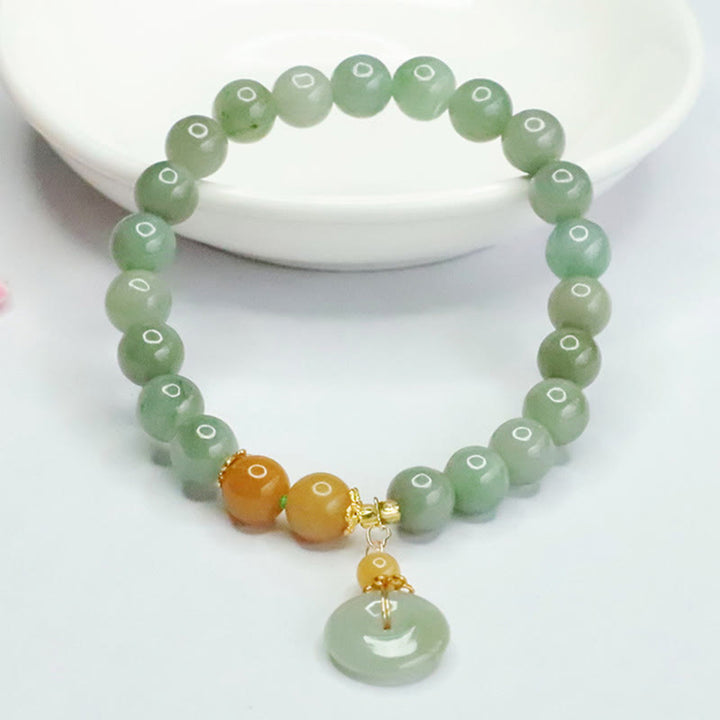 Buddha Stones翡翠ビーズ 平和バックル 繁栄と豊穣のブレスレット
