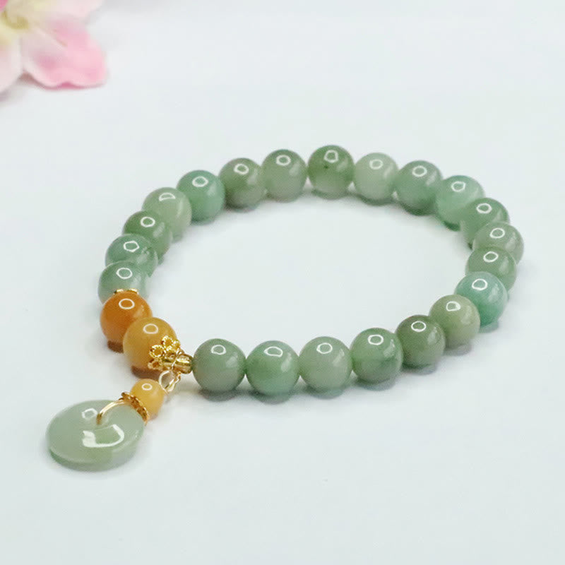 Buddha Stones翡翠ビーズ 平和バックル 繁栄と豊穣のブレスレット