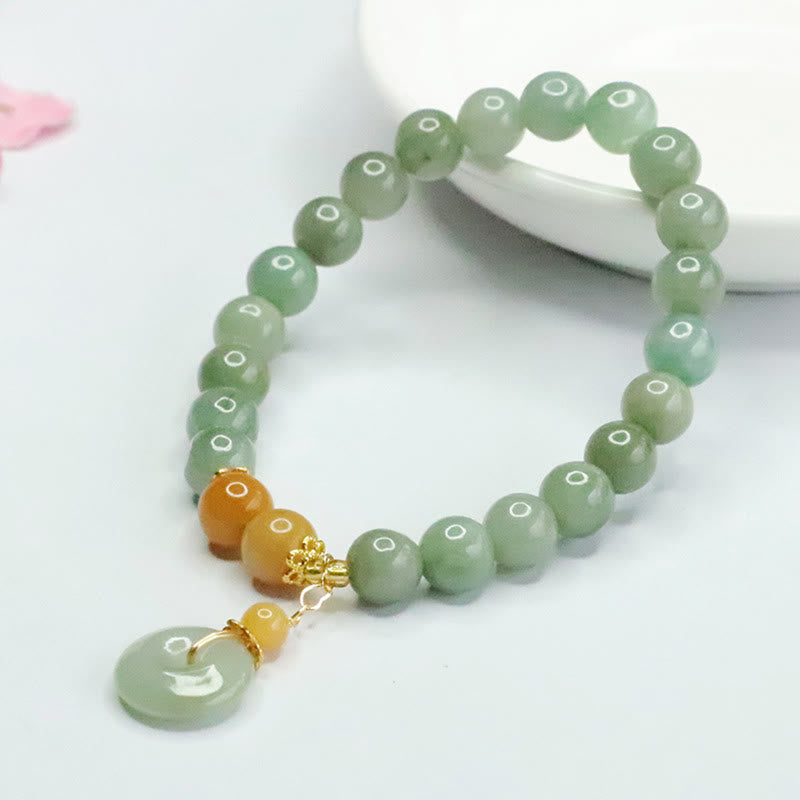Buddha Stones翡翠ビーズ 平和バックル 繁栄と豊穣のブレスレット