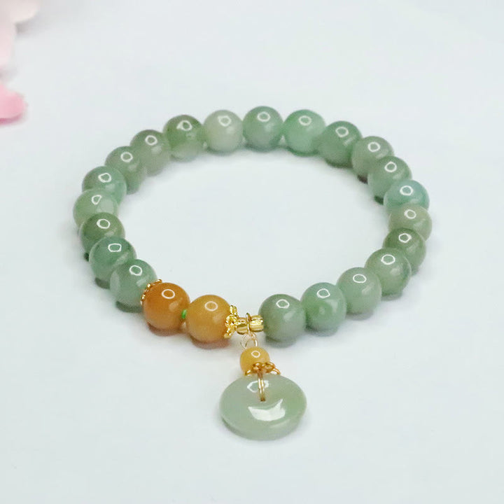 Buddha Stones翡翠ビーズ平和のお守りチャーム繁栄と豊穣のブレスレット - 翡翠（手首周り：15～16cm） - image 0