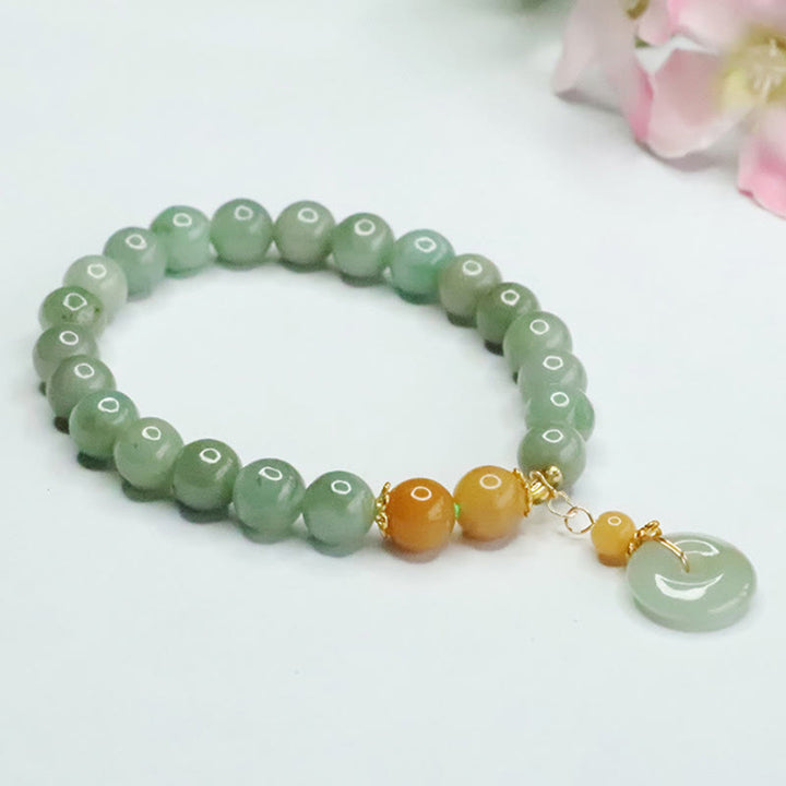 Buddha Stones翡翠ビーズ 平和バックル 繁栄と豊穣のブレスレット
