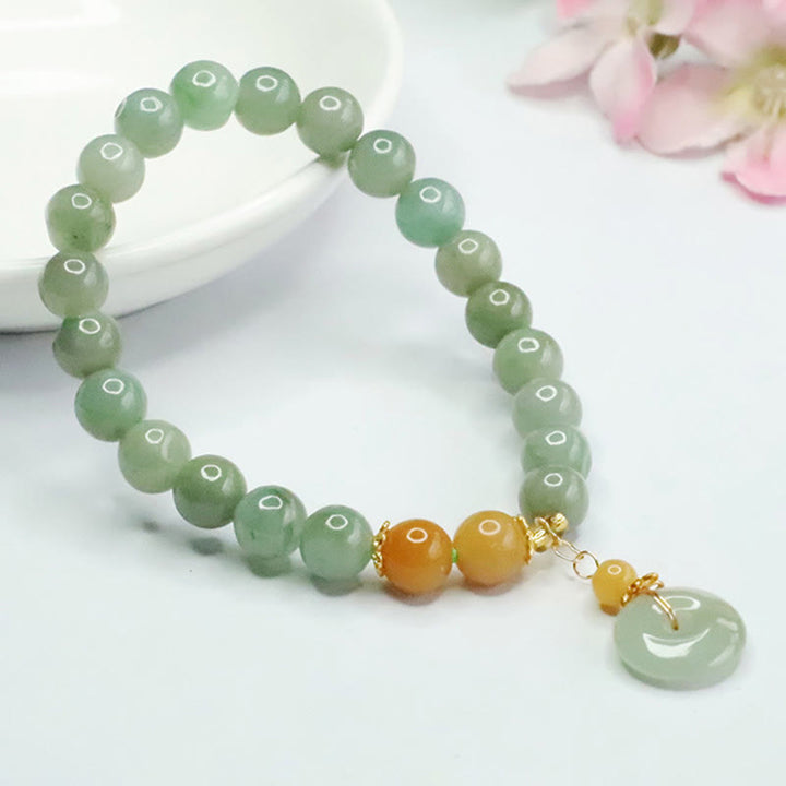 Buddha Stones翡翠ビーズ 平和バックル 繁栄と豊穣のブレスレット