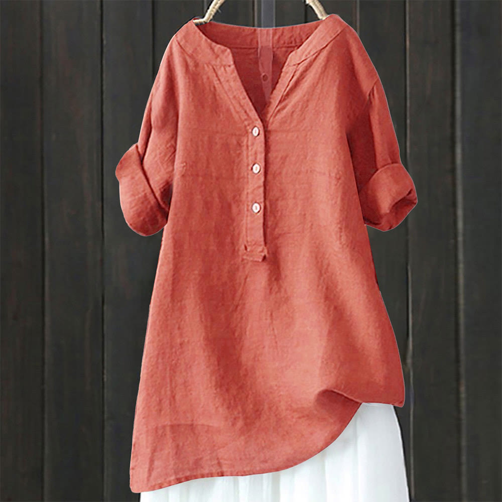 Buddha Stonesカジュアル 無地 ボタン ノッチカラー レディース 半袖シャツ - コーラル - US20、 UK/AU24、 EU52 (5XL) - image 20