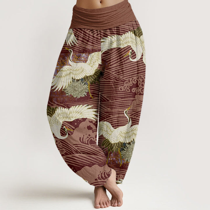 Buddha Stonesカジュアルクレーンオーシャンウェーブ菊柄レディース伸縮性ウエストハーレムパンツ - シエナ - US22、 UK/AU26、 EU54 (6XL) - image 8