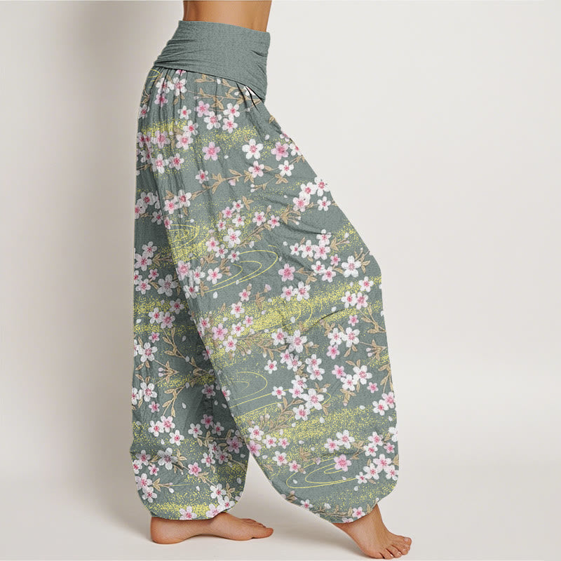 Buddha Stonesカジュアル桜水柄レディース伸縮性ウエストハーレムパンツ - image 7