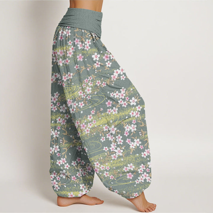 Buddha Stonesカジュアル桜水柄レディース伸縮性ウエストハーレムパンツ - image 7