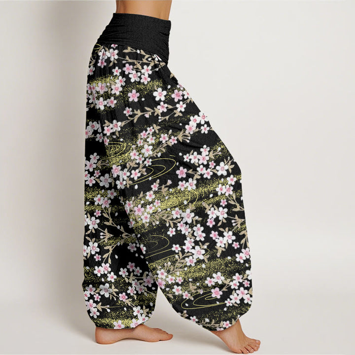 Buddha Stonesカジュアル桜水柄レディース伸縮性ウエストハーレムパンツ - image 10